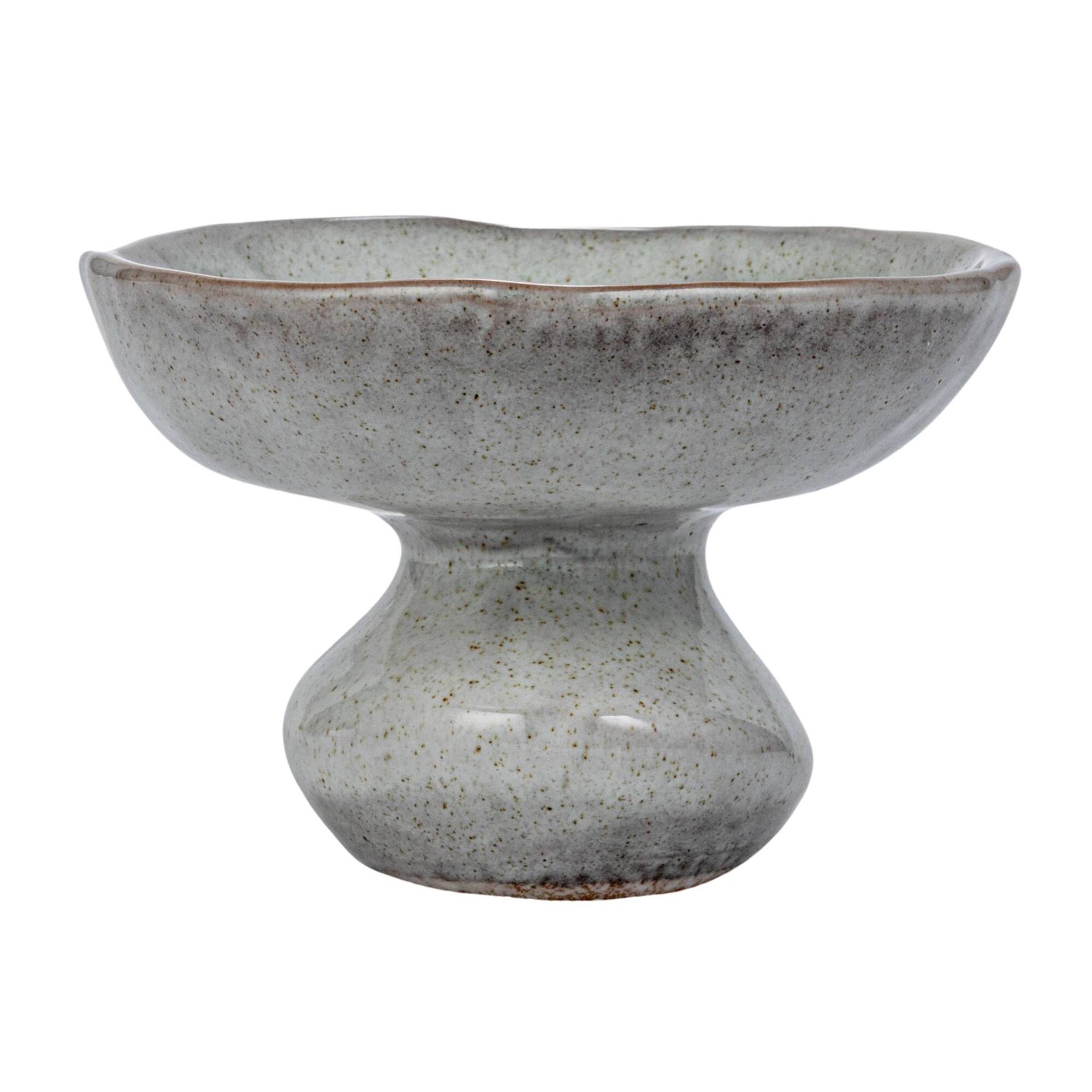 Hello Honey® 5" White Speckled Stoneware Organic Shaped Footed Dish